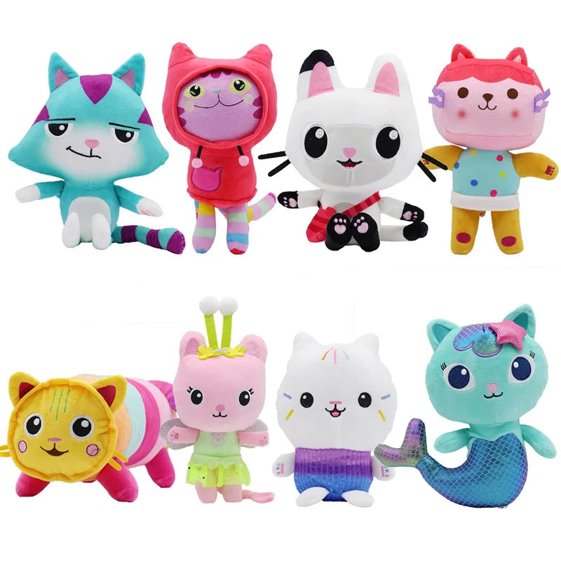 Newest 8 Stlyes Gabby Dollhouse Plush Toy Mercat Cartoon Stuffed Animals Mermaid Cat Plushie Doll Kids Birthday Christams Gifts